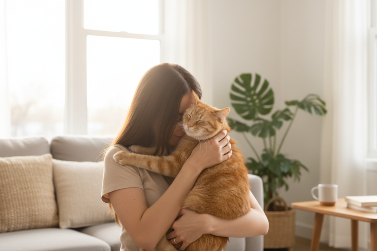 Cats collection banner with person holding cat 1500x1000px