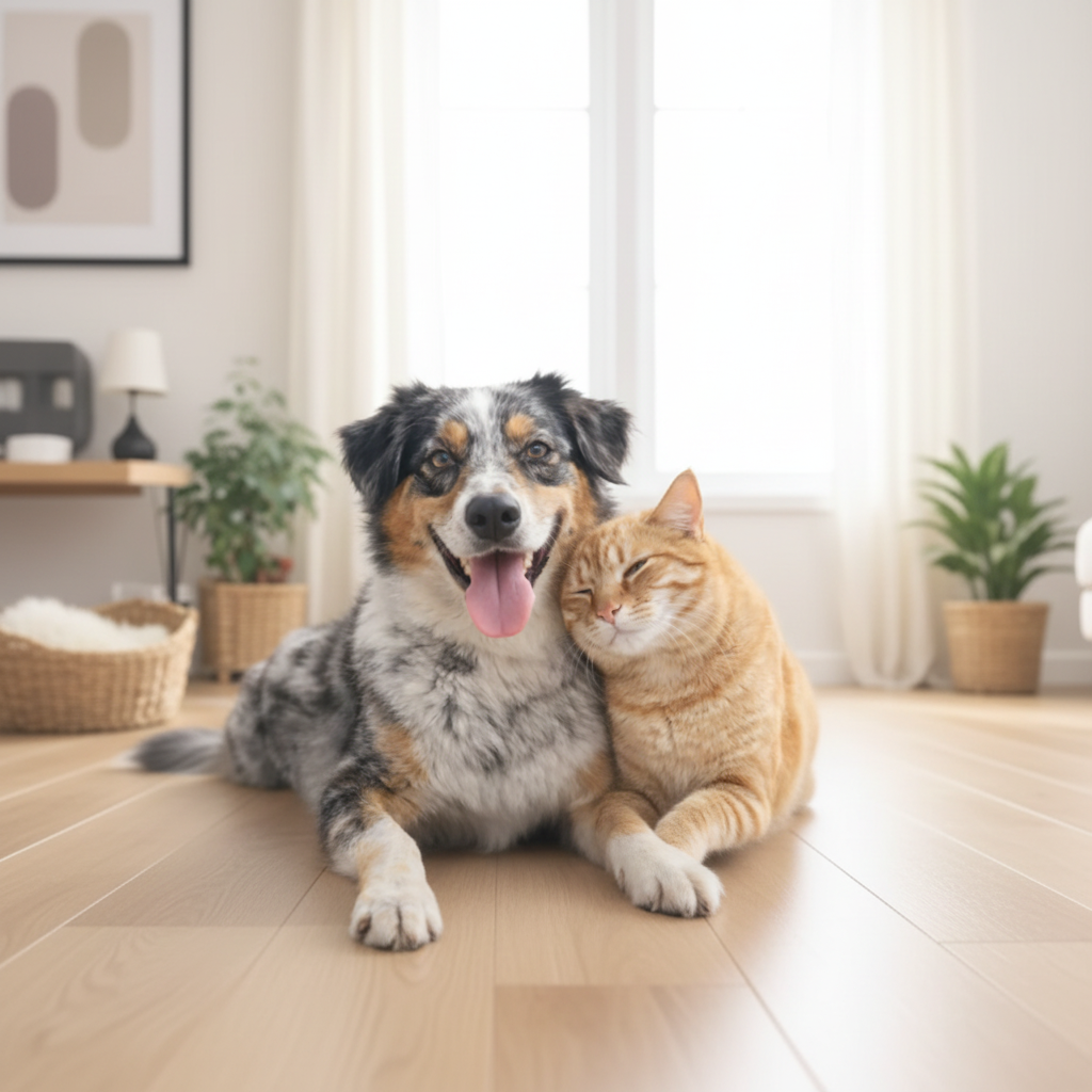 Dog and cat with fully separated paws 1500x1500px